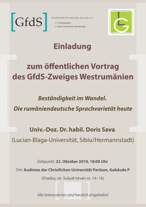 Öffentlicher Gfds Vortrag Univ Doz Dr habil Doris Sava