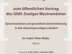 Invitație la prelegere GfdS: Dr. habil. Péter Maitz (eveniment hibrid)